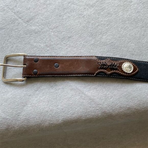 Vintage Nocona Western Leather Belt Brown Unisex Adjustable 36 - Picture 6 of 6